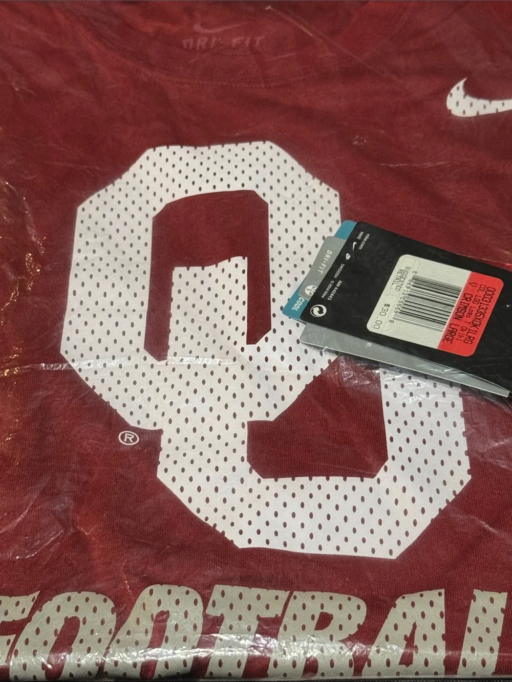 NWT 2014 NIKE DRI-FIT OKLAHOMA UNIVERSITY SOONERS FOOTBALL LEGEND LOGO SHIRT L - Picture 5 of 7